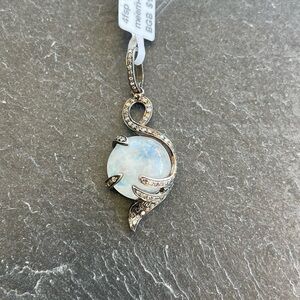 Elegant Sterling Silver 925 Moonstone & Diamond Pendant